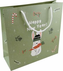 Пакет подарочный Rabbit, кролик на зеленом