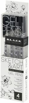 Ручка гелевая Sketch&Art UniWrite. Black, черная, 4 штуки
