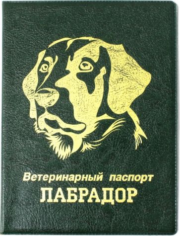 Обложка на ветеринарный паспорт Лабрадор, зеленая обложка книги