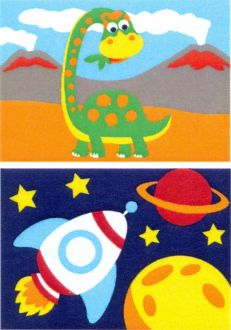 Рисование по номерам на картоне Динозавр, Ракета, А5