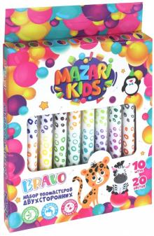 Фломастеры двусторонние "Bravo" (20 цветов, 10 штук) (M-5072-10) Фломастеры двусторонние "Bravo" (20 цветов, 10 штук) (M-5072-10)
