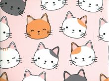 Обложка для студенческого "Котики"/ розовый фон