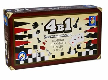 Настольная игра 4 в 1 "Шашки, шахматы, нарды, карты" (Т52451) Настольная игра 4 в 1 "Шашки, шахматы, нарды, карты" (Т52451)