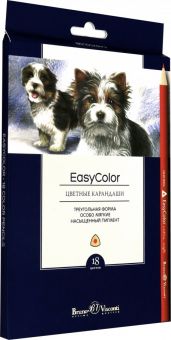 Карандаши цветные Easycolor, 18 цветов, трехгранные