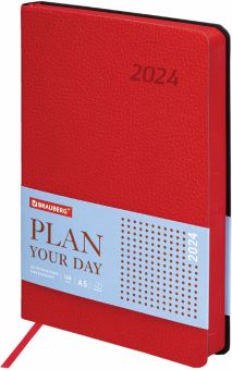 Ежедневник датированный 2024 Stylish, А5, 168 листов, красный