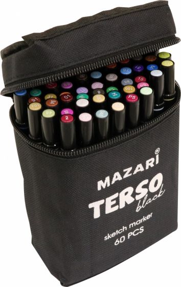 Набор маркеров для скетчинга TERSO BLACK, 60 цветов\