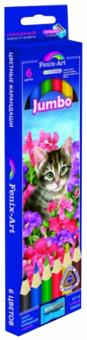 Карандаши цветные "Jumbo. Котенок" (6 цветов, трехгранные, точилка) (32858-24) Карандаши цветные "Jumbo. Котенок" (6 цветов, трехгранные, точилка) (32858-24)