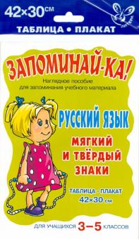 Русский язык. 3-5 классы. Мягкий и твёрдый знаки. Наглядное пособие для запоминания учеб. материала обложка книги Русский язык. 3-5 классы. Мягкий и твёрдый знаки. Наглядное пособие для запоминания учеб. материала обложка книги