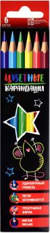 Карандаши цветные Мышка со звездой, трехгранные, 6 цветов