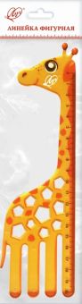 Линейка фигурная Жираф, 20 см, пластик