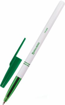 Ручка шариковая офисная, зеленая, 1 мм