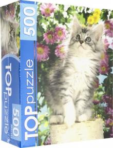 TOPpuzzle-500 "Котенок в цветах" (КБТП500-6798)