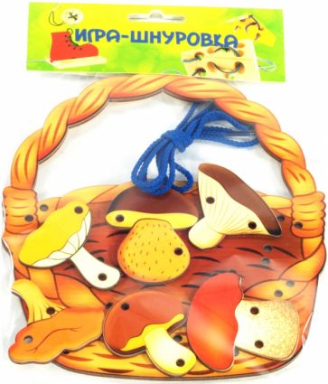 Шнуровка "Корзина с грибами", дерево обложка книги