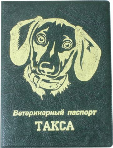 Обложка на ветеринарный паспорт Такса, зеленая обложка книги