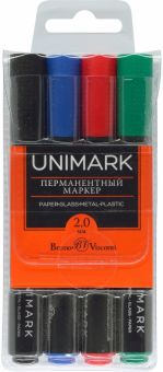 Набор перманентных маркеров UniMark, 4 цвета