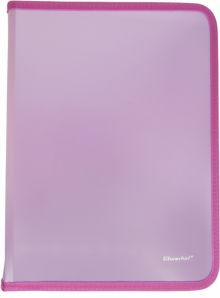 Папка для тетрадей пластик, на молнии, A4, розовая (671966)