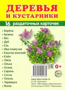 Раздаточные карточки "Деревья и кустарники" (16 карточек)