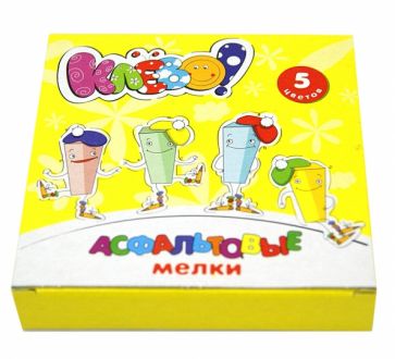 Мел для асфальта, 1 белый +4 цветных "КЛЕВО!" (882069-05) Мел для асфальта, 1 белый +4 цветных "КЛЕВО!" (882069-05)