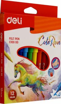 Фломастеры 12 цветов "ColoRun" смываемые (EC10000)