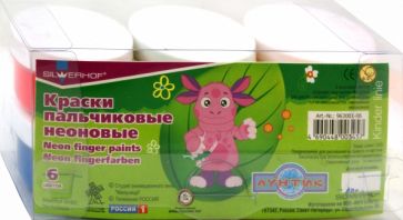 Краски пальчиковые неоновые "Лунтик" 6 цветов (963001-06) Краски пальчиковые неоновые "Лунтик" 6 цветов (963001-06)