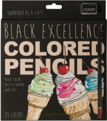 Карандаши цветные с точилкой Black Excellence, 24 цвета, в ассортименте