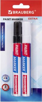 Маркер-краска лаковый Extra (paint marker) 4 мм, набор 2 цвета белый/черный (151998)